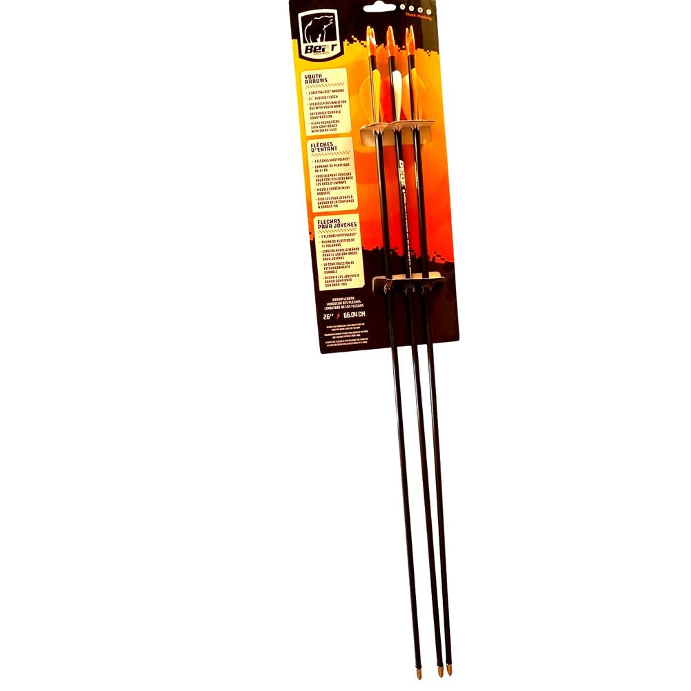 New Bear Archery Youth Safety Glass Arrows, 26 Inch, 3-Pack